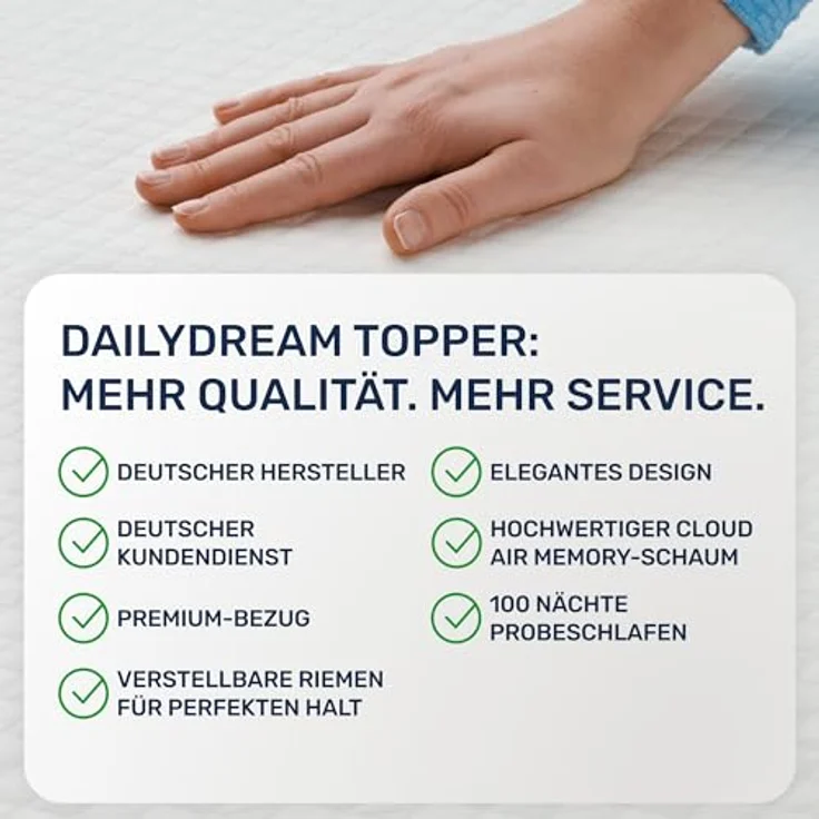 Dailydream viscoelastischer Matratzentopper “Model X“ mit Memory Foam Effekt, Edition Standard (Model L - 100 bis 120kg, 180x200 cm) – Bild 3