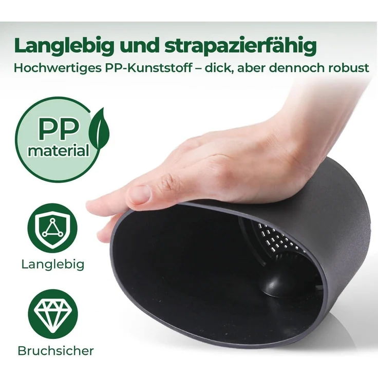 T4U 20cm Kunststoff Blumentopf Selbstbewässerung 3er-Set Schwarz – Bild 5