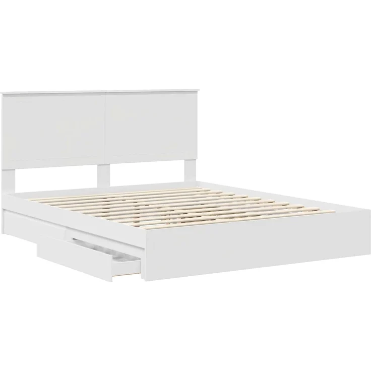 vidaXL Aufbewahrungsbett mit Kopfteil Weiß 160 x 200 cm Holzwerkstoff 3411187 – Bild 4