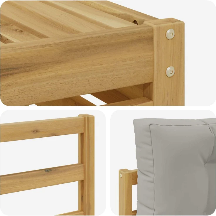vidaXL Outdoor-Sofagarnitur 4 stk. 4-Sitzer Weiß und Hellgrau 3390266 – Bild 5