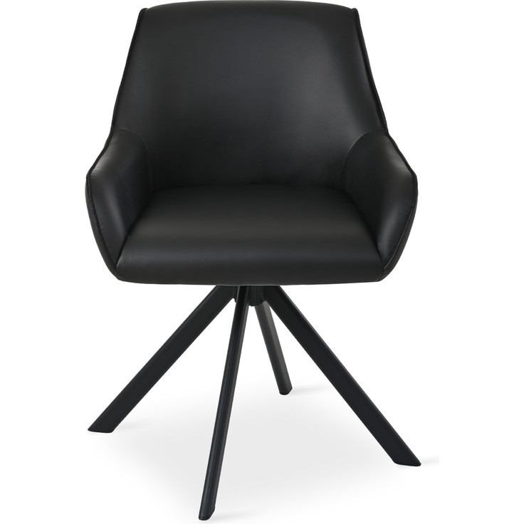 GOEURVANT 1178 Esszimmerstühle 4er-Set mit Armlehnen, 360° Drehbar, Kunstleder - Schwarz – Bild 6