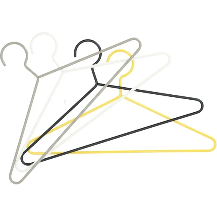 Kleiderbügel Henri 4er Set aus pulverbeschichtetem Metall, modern, Weiß, langlebig für Deine Garderobe
