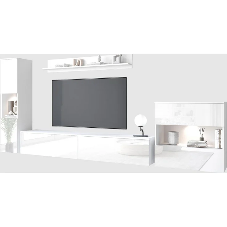 INOSIGN Wohnwand PARIS, (Komplett-Set, 4-St), TV-Wand 300cm breite, grifflose Design, stehend und hängend montierbar – Bild 2