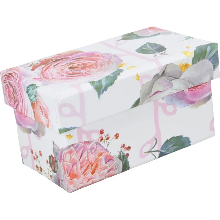 Geschenkbox Aufbewahrungsbox Schachtel mit Rosenmotiv ineinander stapelbar stabil 120x70x65