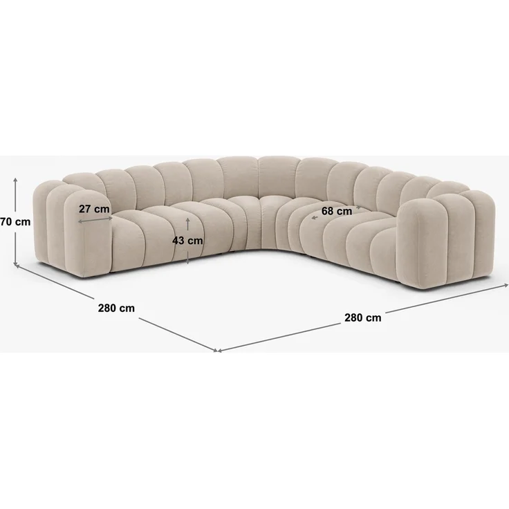 Micadoni symmetrisches Ecksofa Lupine 5-Sitzer mittelgroß Samt Salvador Königsblau – Bild 8