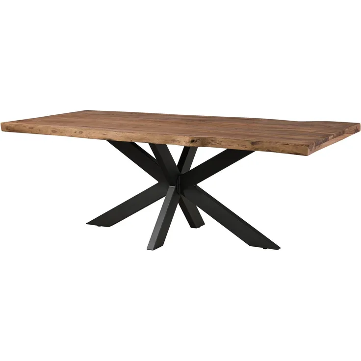 Baumtisch Sheesham 220x100x77 grau gebeizt / Kreuzgestell anthrazit matt FREEFORM 5