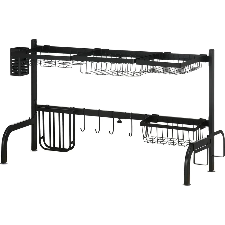 JARDJ Abtropfgestell, längenverstellbar 51-93 cm, viele Elemente, flexible Anordnung, 93 x 30 x 52cm, schwarz – Bild 2