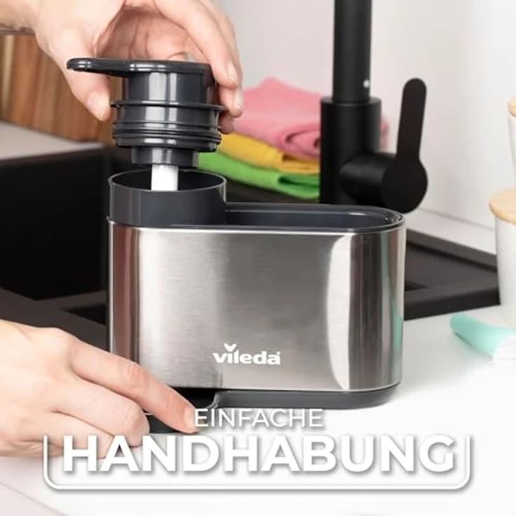 Vileda Küchenorganizer-Set Spülbeckenorganizer mit Seifenspender Edelstahl, (Set, Set), mit Seifenspender für Schwämme & Bürsten – Bild 6