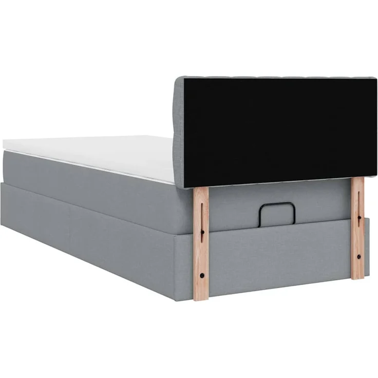 vidaXL Ottoman-Bett mit Matratze & LEDs Hellgrau 90x190 cm Stoff 3312353 – Bild 9