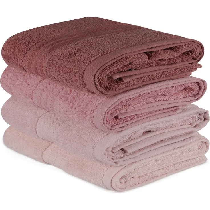Handtuch-Set (4-teilig), 'Rainbow ', Hellrosa, Pulver, Staubige Rose, Creme
