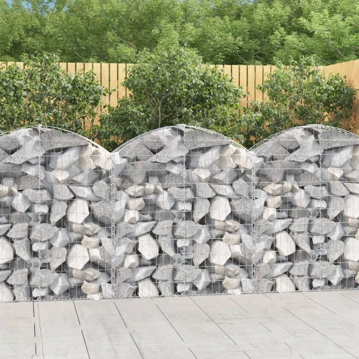 vidaXL Gabione mit Hochbogen 100x30x100/120 cm Verzinktes Eisen 153425 – Bild 1