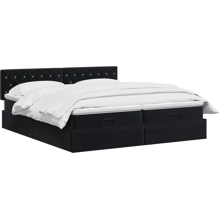 vidaXL Ottoman-Bett mit Matratze und LED Schwarz 180 x 200 cm Samt 3457316 – Bild 3