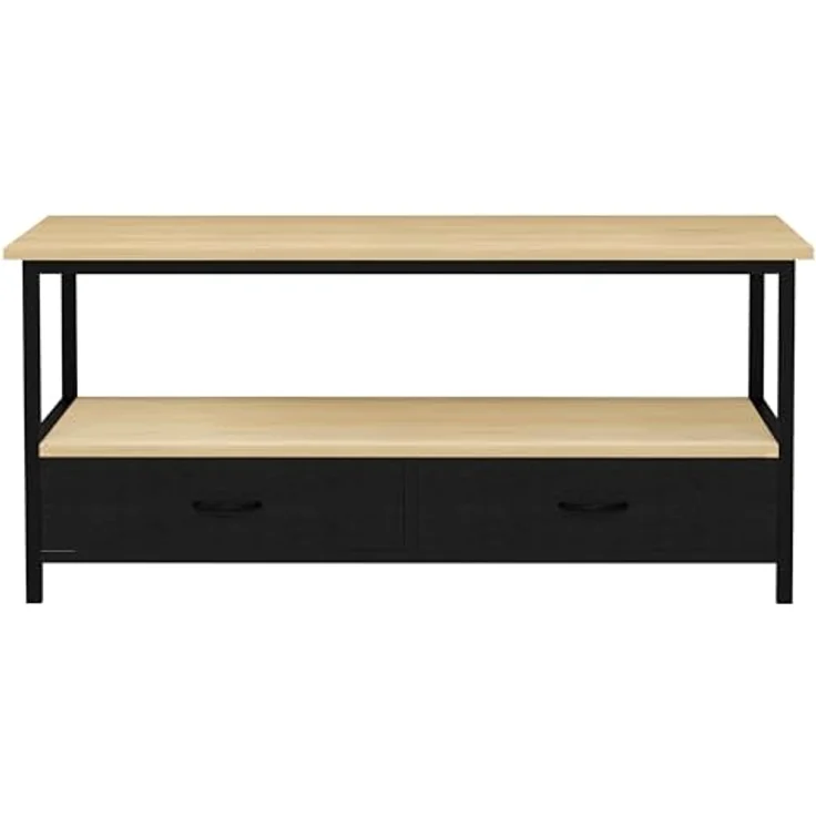 MID.YOU Couchtisch Flonila, rechteckig, Schwarz und Honigeiche, Metall, mit 2 Schubladen, rostfrei, 50x45x100 cm – Bild 4