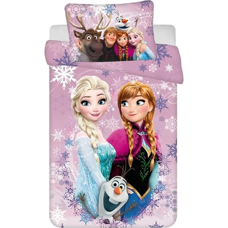 Sarcia. eu Kinderbettwäsche Frozen DISNEY Baumwollbettwäsche mit Reißverschluss, für Kinderbetten – Bild 2