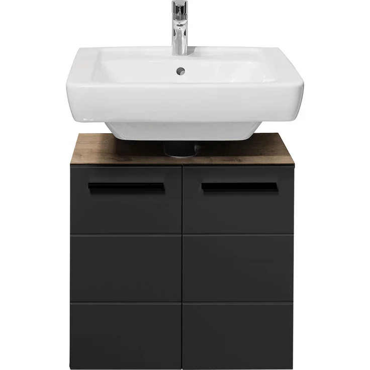 Badezimmer-Set >Vista< (3-tlg.) in Viking Oak / Schwarz - 120x190x31 (BxHxT) – Bild 3