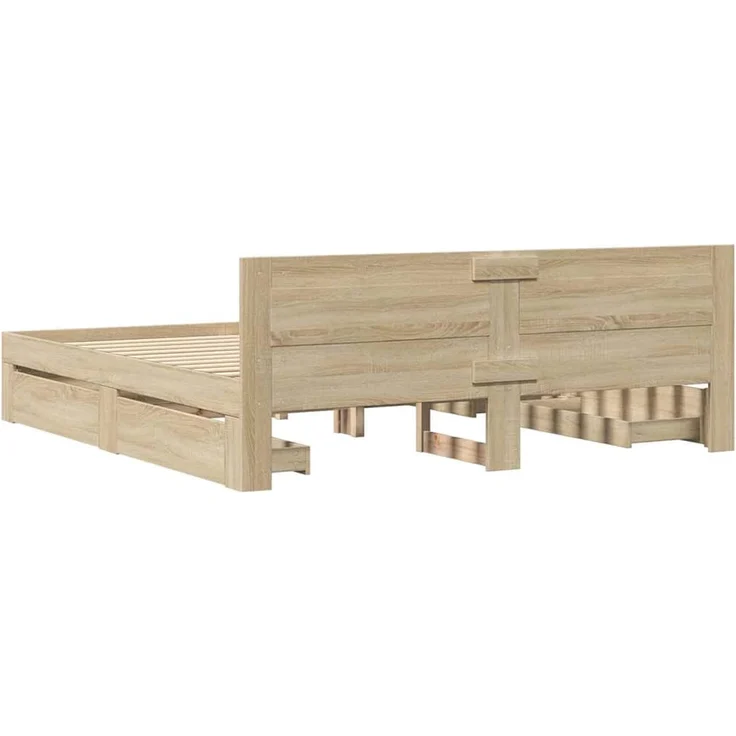vidaXL Bettrahmen mit Kopfteil 2 pcs Sonoma 193 x 203 cm Holzwerkstoff 3402856 – Bild 8