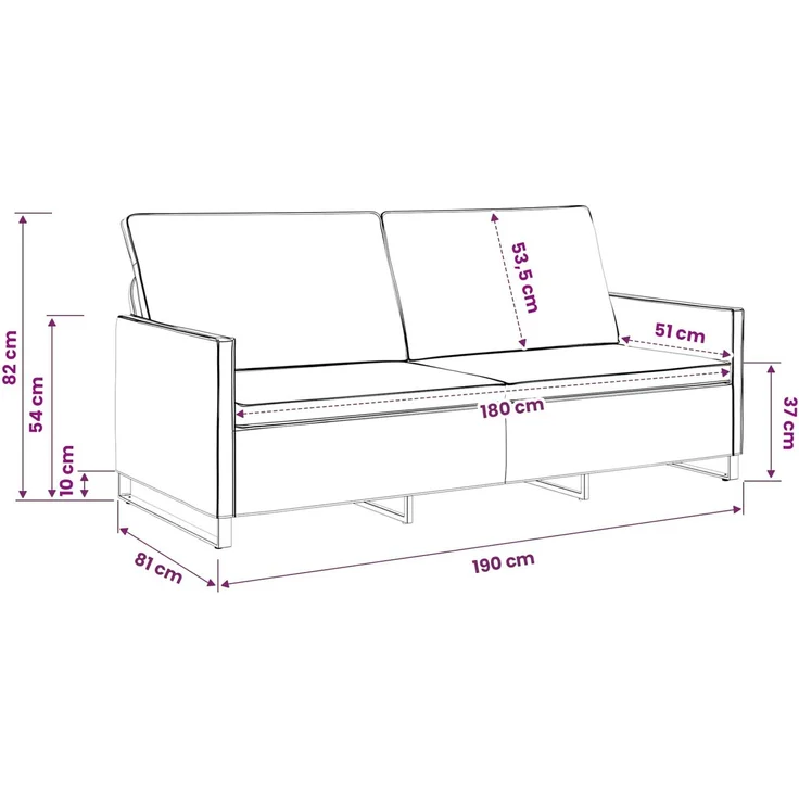 vidaXL 3-Sitzer Sofa Hellgrau 190 x 81 x 82 cm Kunstwildleder 42041000 – Bild 9