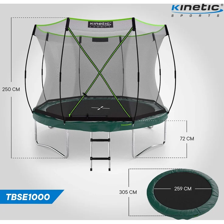 KINETIC SPORTS Trampolin Federlos-Design 'Bungee Safety Elite' - AirMAXX Sprungtuch-Technologie, Ultraleise, Outdoor Gartentrampolin für Kinder & Erwachsene, Ø 305 cm – Bild 5