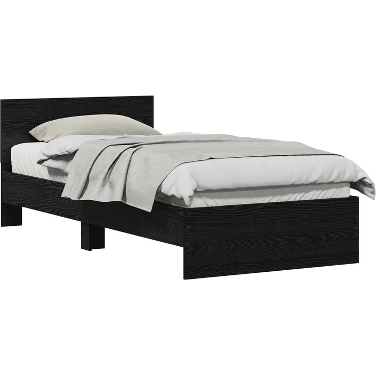 vidaXL Bettrahmen Schwarz Eichen-Optik 75 x 190 cm Holzwerkstoff 871662