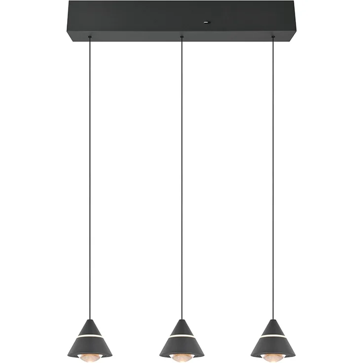 LED Pendelleuchte ROMEO höhenverstellbar, 3-flammig Schwarz, Breite 55cm – Bild 2