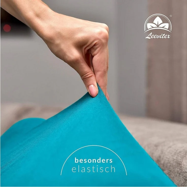 leevitex® Spannbettlaken für Boxspringbetten & Wasserbetten - Spannbetttuch 170 g/m², Gummizug: rundum, 100% Mako-Baumwolle, sehr robust, 180x200 – 200x220 cm + 40 cm Steg – Bild 3