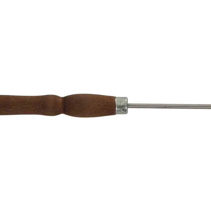 Grillspieß-Gabel 90 cm mit Buchenholzgriff Edelstahl 2 Zinken gezackte Enden für Würstchen & Marshmallows – Bild 4