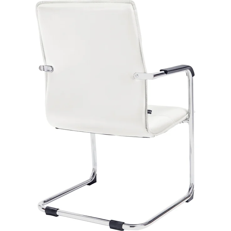 DELUKE® Besucherstuhl SEATTLE - 92x56x60cm, Weiß Kunstleder Metall Gestell Konferenzstuhl Wartezimmerstuhl – Bild 4