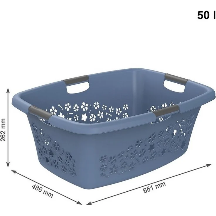 ROTHO Wäschekorb Flowers 3er-Set Wäschekorb 50l, Kunststoff (PP) BPA-frei (Wäschekorbset, 3er-Set), belastbare Tragegriffe – Bild 3