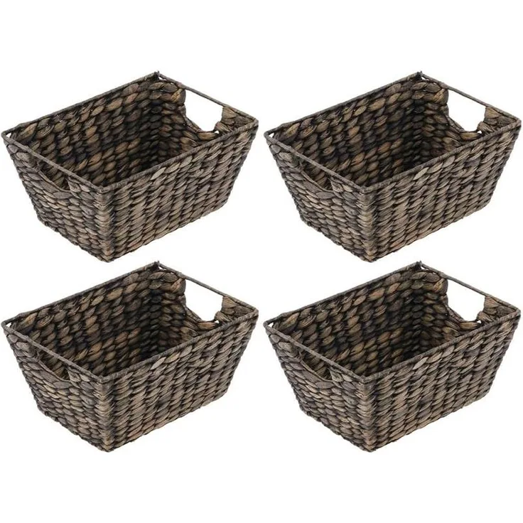 mDesign Aufbewahrungskorb Flechtkorb Wasserhyazinthe 4er Set Schwarz