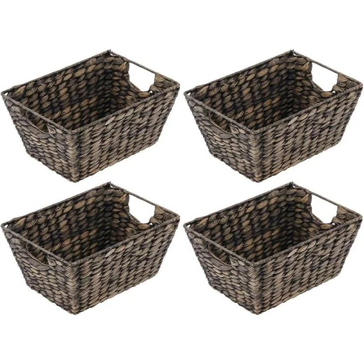 mDesign Aufbewahrungskorb Flechtkorb Wasserhyazinthe 4er Set Schwarz – Bild 1