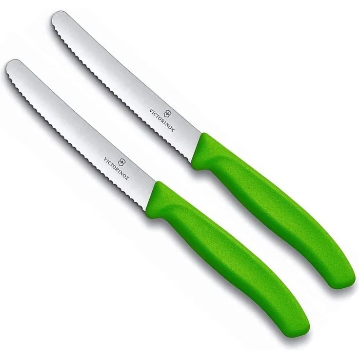 Victorinox | Swiss Classic Set | zwei Gemüsemesser mit Wellenschliffklinge | Klingenlänge: 11 cm | Farbe: Grün – Bild 1