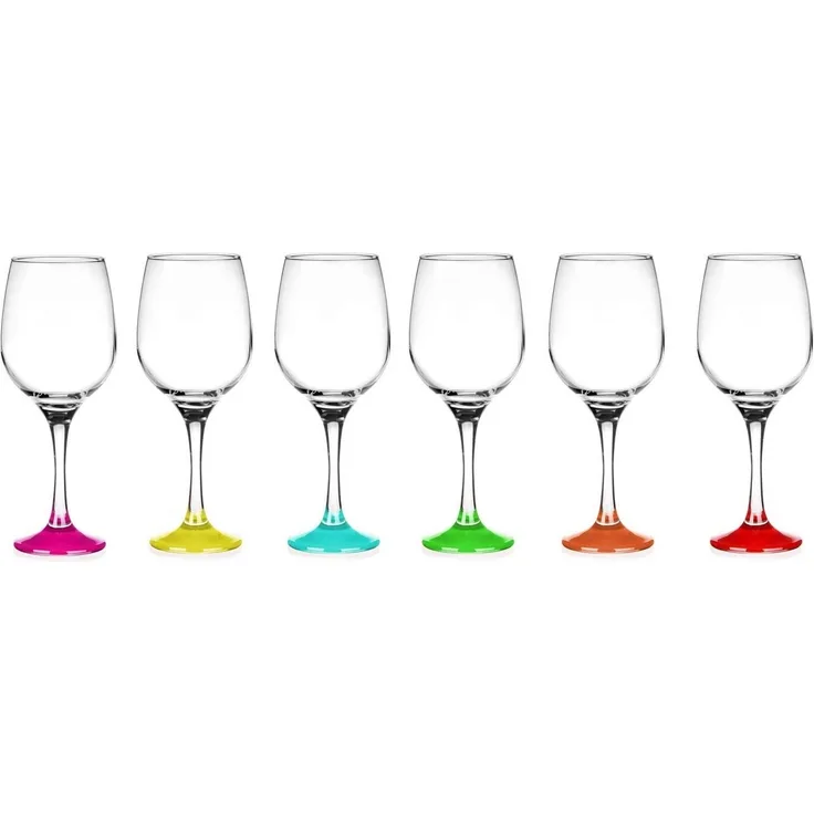 6 Weingläser 250ml mit bunten Füßen Weinglas Gläserset Rotweingläser Weinkelche