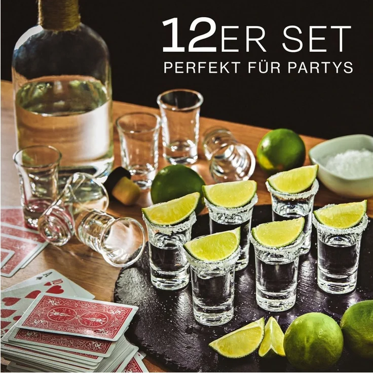 Praknu Schnapsglas 12er Set Schnapsgläser 4 cl - Shotgläser für jede Party - Stamperl, Glas, Spülmaschinenfest - Standfest dank dickem Boden - Pinneken, Pinnchen – Bild 2