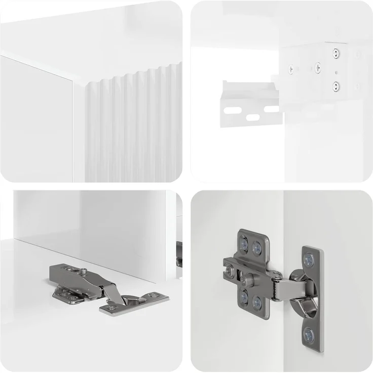 vidaXL TV-Schrankset Wandmontiert 4 pcs Hochglanz Weiß Holzwerkstoff 3409037 – Bild 11