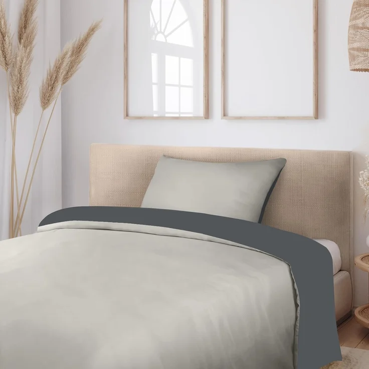 Utopia Bedding Bettwäsche 135x200 Set - Mikrofaser Bettbezug 135x200 cm + 1 Kissenbezug 50x75 cm - Dunkelgrau/Hellgrau – Bild 3