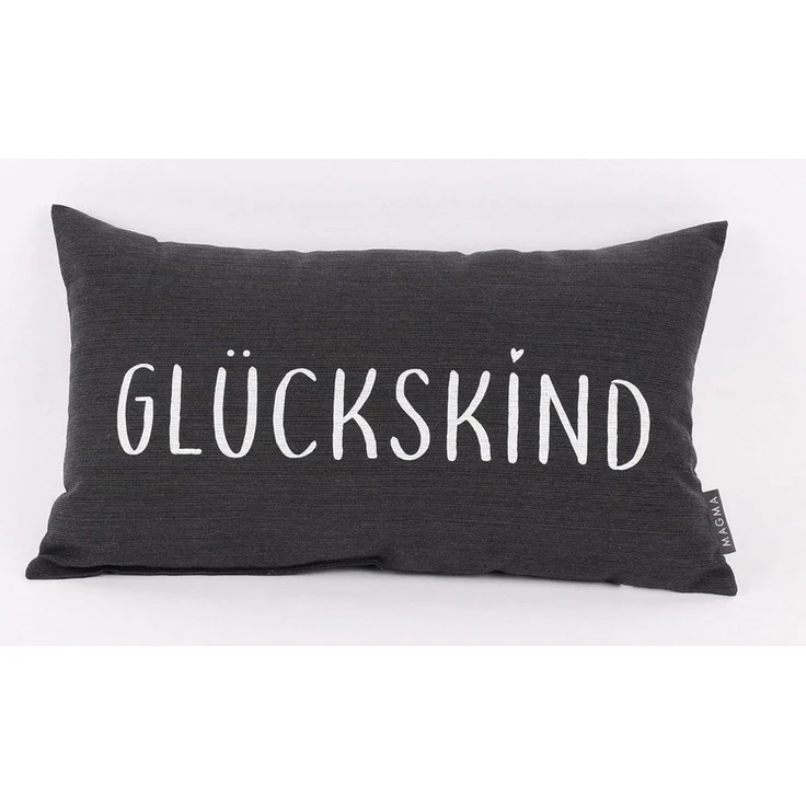 Magma Heimtex Dekokissen Magma Deko Kissen mit Aufschrift Glückskind anthrazit 30x50cm – Bild 1