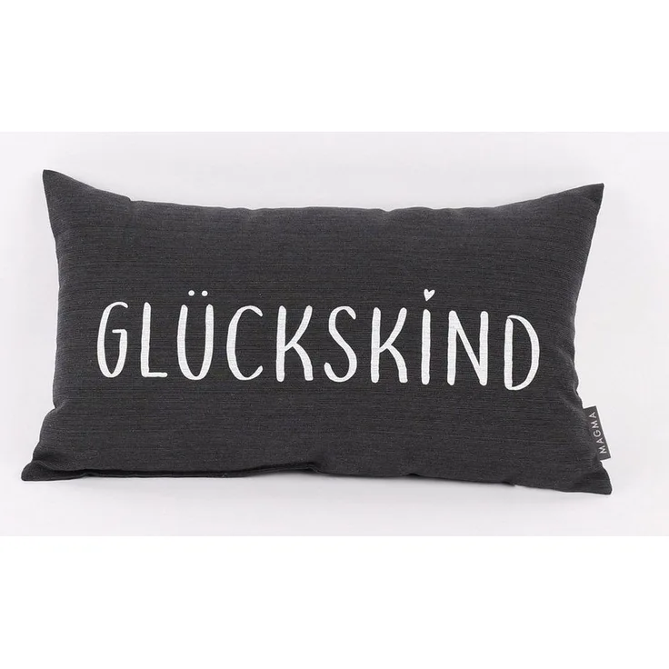 Magma Heimtex Dekokissen Magma Deko Kissen mit Aufschrift Glückskind anthrazit 30x50cm