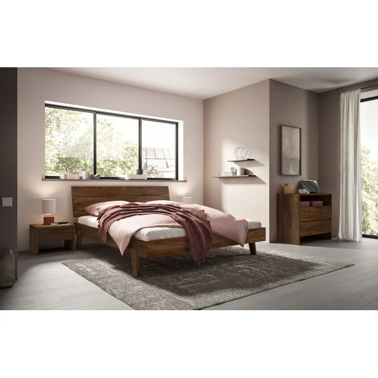 Hasena Massivholzbett Imperia Trento Nussbaum geölt 100x210 cm, Komforthöhe 25 cm – Trento – Bild 2