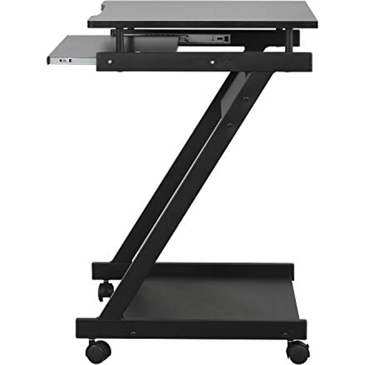 SogesHome Schreibtisch Klein Computertisch mit 4 Rollen 2 Davon mit Bremsen PC-Tisch in Z-Form mit Tastaturauszug für Zuhause und Büro, 60x48 cm – Bild 7