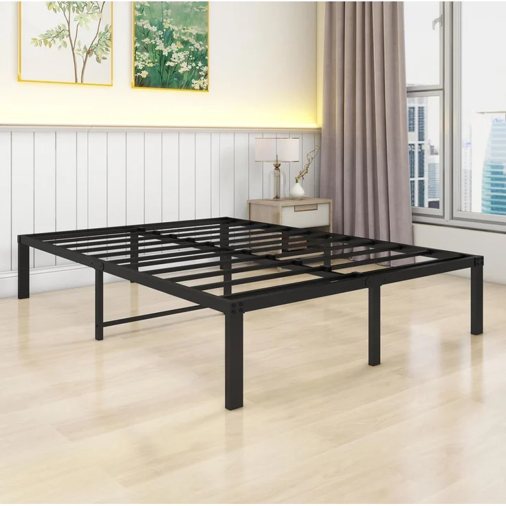 CHICFURN Metallbett 140x200 cm aus Metall Schwarz mit Stauraum Schwarz – Bild 5