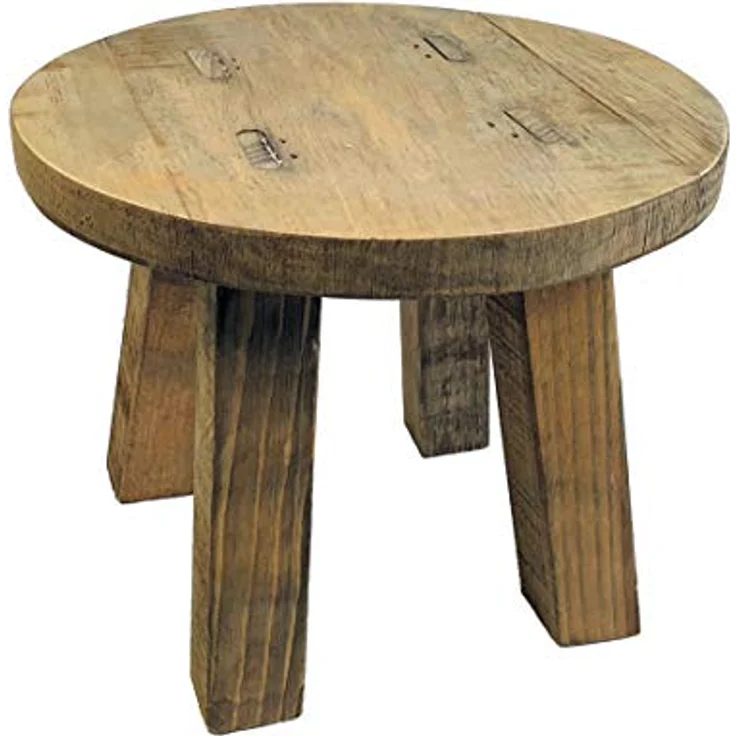 Spetebo Blumenhocker Holz Blumenhocker rund - 25 x 20 cm, Deko Pflanzen Hocker mit 4 Füßen natur – Bild 2