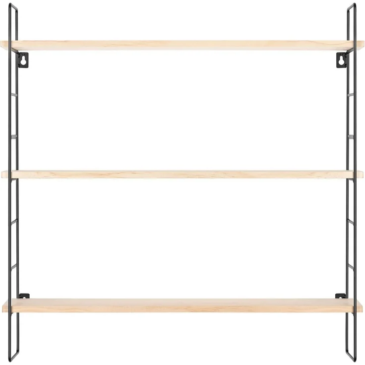 Navaris Wandregal Metallregal zum Aufhängen 50 x 50 x 12 cm - Wanddeko aus Metall/Holz, 1-tlg. – Bild 6