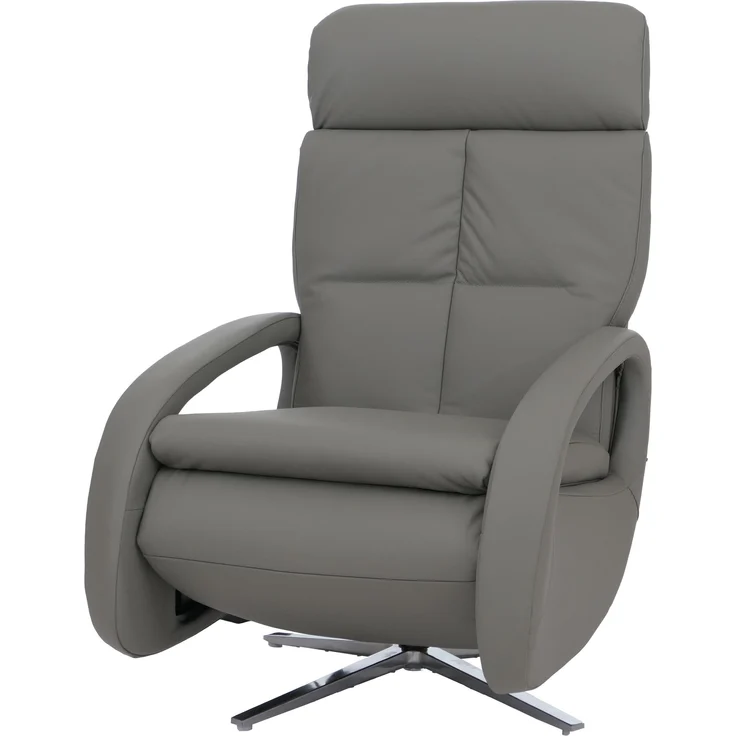 Relaxsessel HWC-L11, TV-Sessel Liegesessel, Liegefunktion drehbar, elektrisch verstellbar Voll-Leder ~ grau – Bild 9