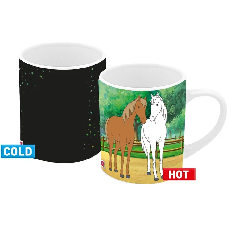 Geda Labels GmbH Tasse Farbwechsel Bibi und Tina hex hex, 1-tlg, Keramik, Schwarz, 250ml, mit Thermoeffekt