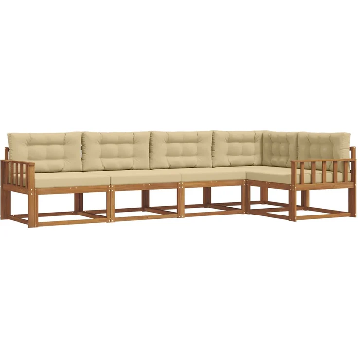 vidaXL Outdoor-Sofagarnitur 5 stk. 5-Sitzer Natur und Beige 3367576 – Bild 2