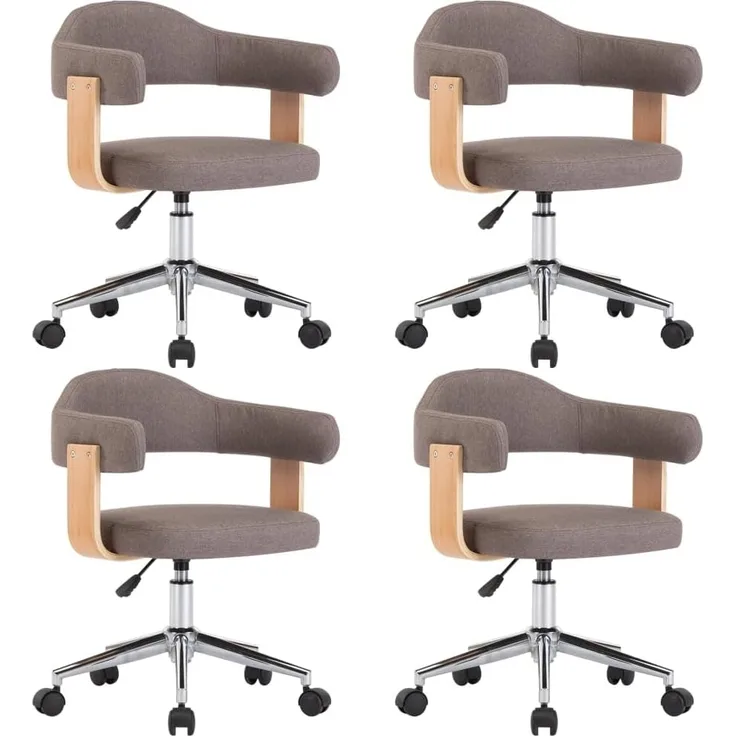 vidaXL Drehbare Esszimmerstühle 4 Stk. Taupe Bugholz und Stoff 3054906