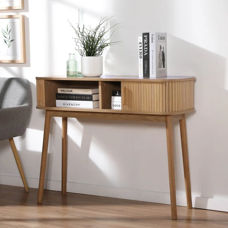 Casâme 'ERNEST' Konsole 2 Schiebetüren B100 cm - Helles Holz – Bild 5