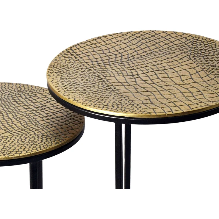 FINEBUY Beistelltisch FB73721 Metall Beistelltisch Alu Wohnzimmertisch Couchtisch Aluminium (Dekorative Ablage mit strukturierter Oberfläche), Kompakte Tische für moderne Wohnräume – Bild 4
