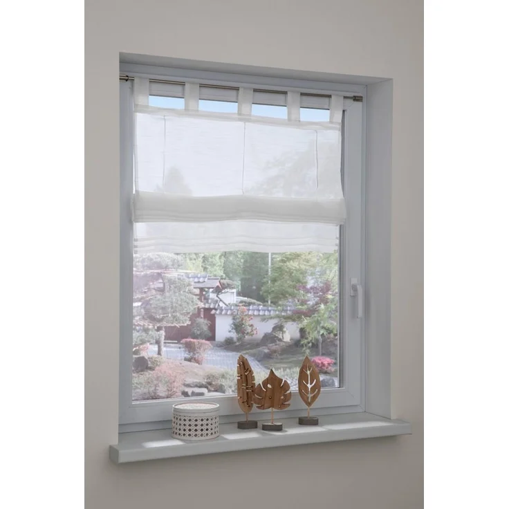 GARDINIA Raffrollo Voile Schlaufen, mit Schlaufen, ohne Bohren, mit Satinbänder – Bild 3