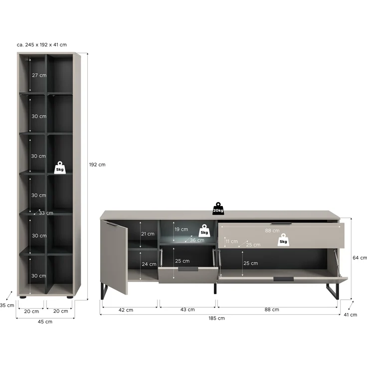 Wohnzimmer-Set >Noida< in kaschmir - 245x192x41cm (BxHxT) – Bild 4